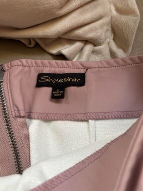 Shinestar Blush Pink Faux Leather Skirt with White Lining